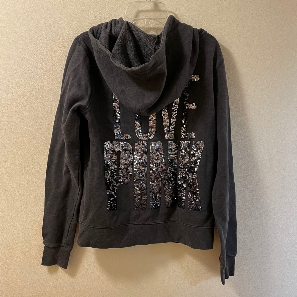 Pink Victoria secret sequined S hoodie zip up